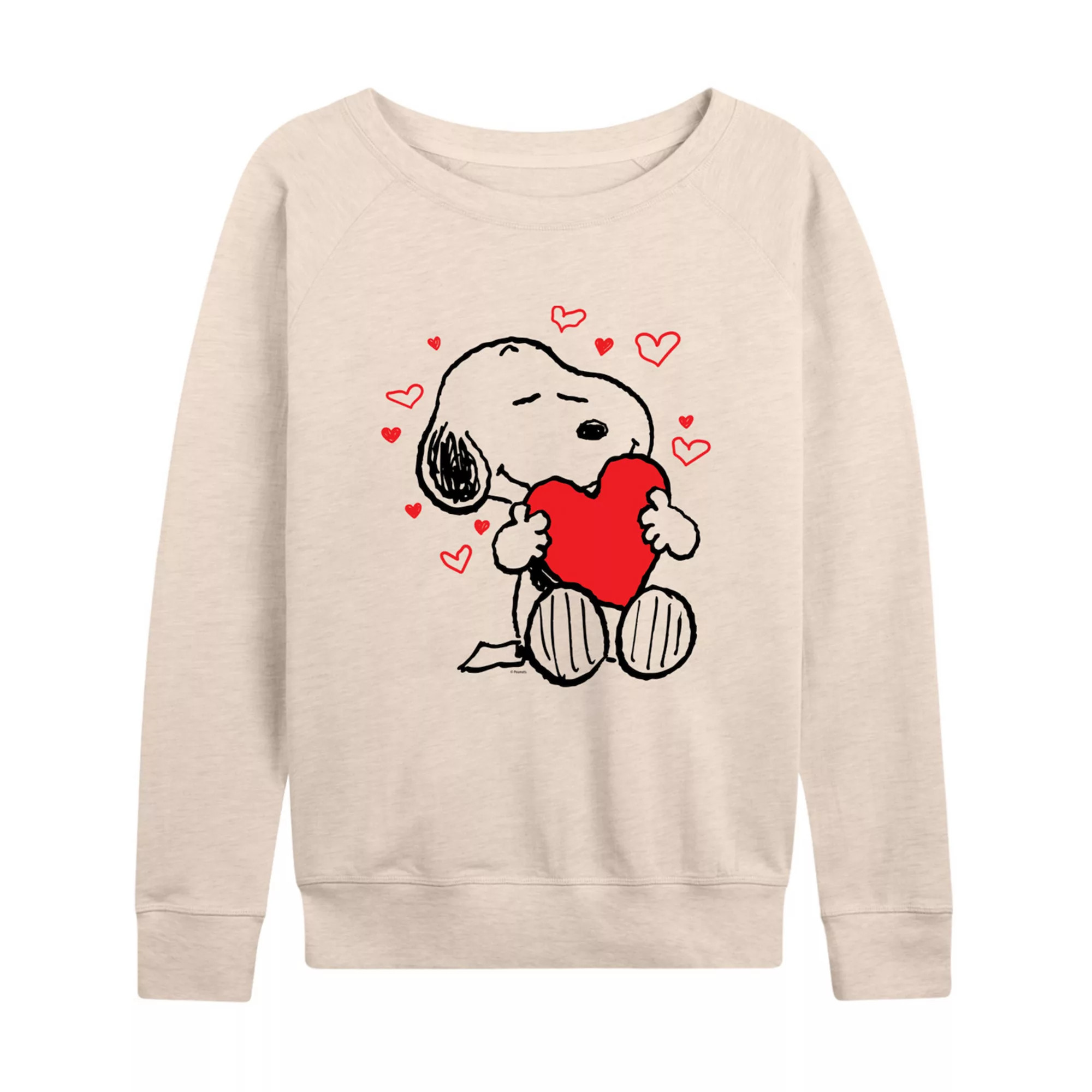 Women's Peanuts Snoopy Hearts French Terry Long Sleeve Tee | Kohl's