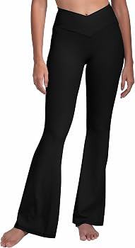 Sunzel Elerib Ribbed Crossover Flared Leggings for Women, High Waisted Tummy Control Casual Bootc... | Amazon (US)