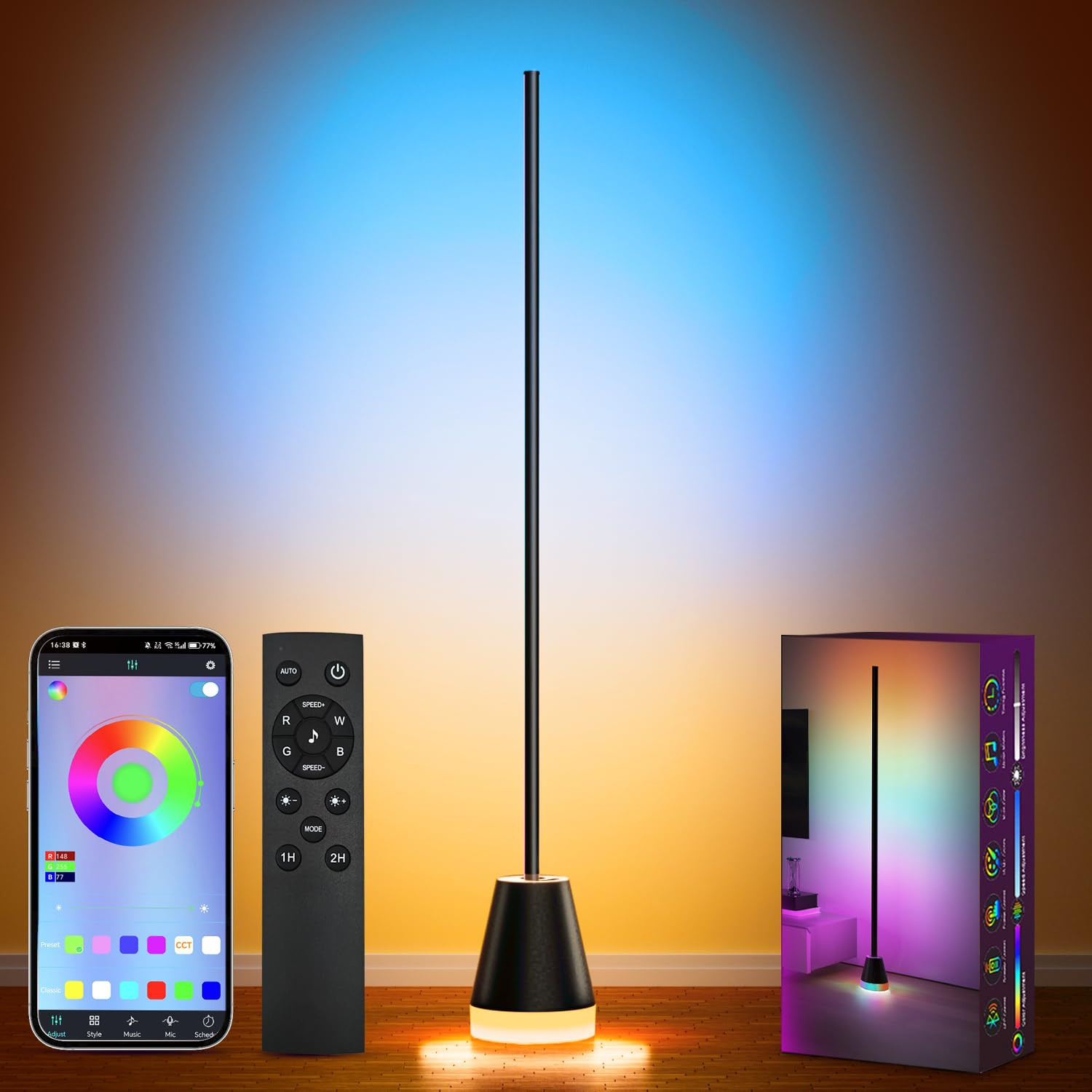 Keepsmile Smart RGB LED Corner Floor Lamp,172 LEDs Bright Standing Lamps for Living Room with APP... | Amazon (US)