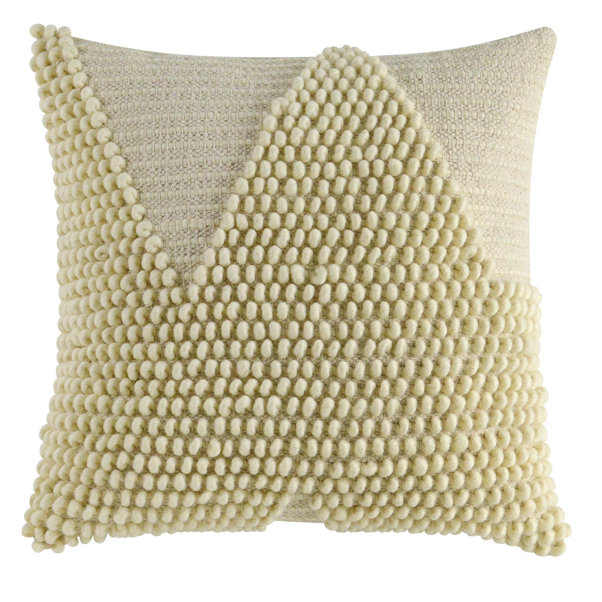 Better Homes & Gardens Handcrafted Looped Triangle Decorative Throw Pillow, 18"x18", Ivory | Walmart (US)