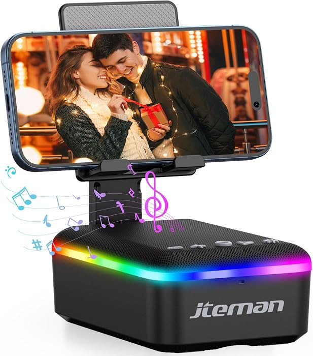 JTEMAN Gifts for Men Women,Cell Phone Stand with Bluetooth Speaker,LED Light,and Lanyard,Cool Tec... | Amazon (US)