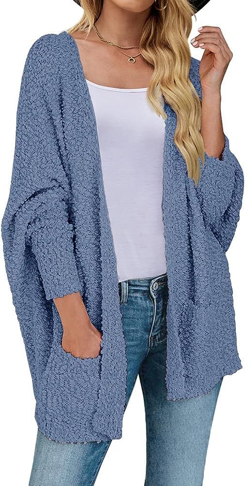 Women's 2023 Fall Winter Popcorn Long Sleeve Open Front Chunky Knit Oversized Cardigan Sweater Co... | Amazon (US)