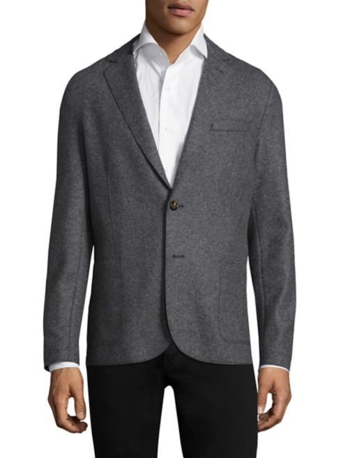 Eleventy - Slim-FitLaser-Cut Notch Lapel Flannel Wool Two-Button Jacket | Saks Fifth Avenue