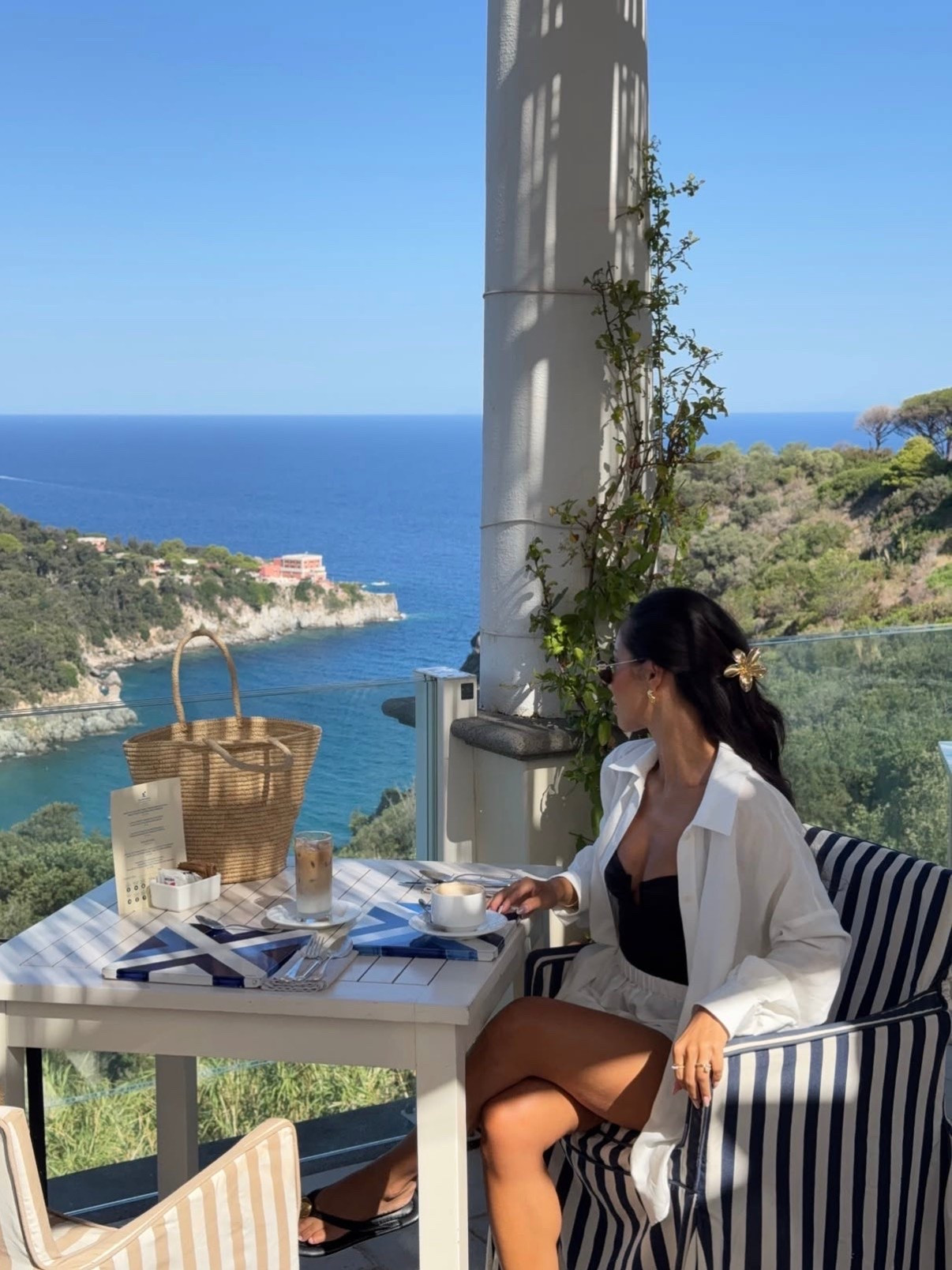 Simple white linen shirt and short co ord with a black minimalist swimsuit, summer holiday beach island vacation outfit

#LTKswimwear #LTKsummer