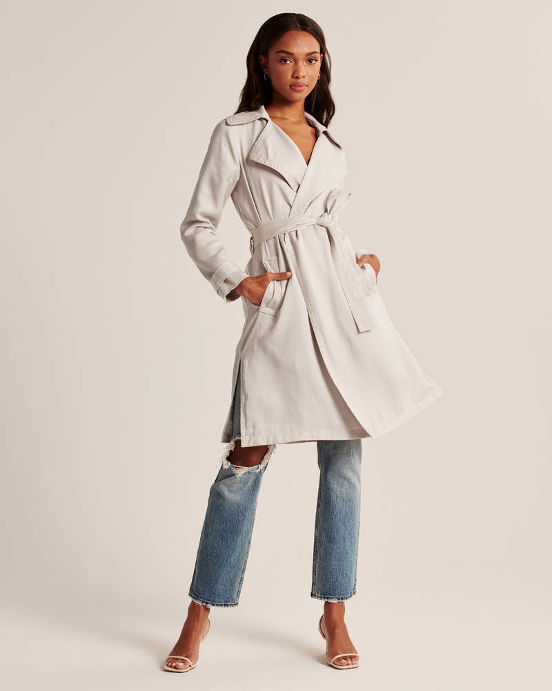 Drapey Open Trench Coat | Abercrombie & Fitch (US)