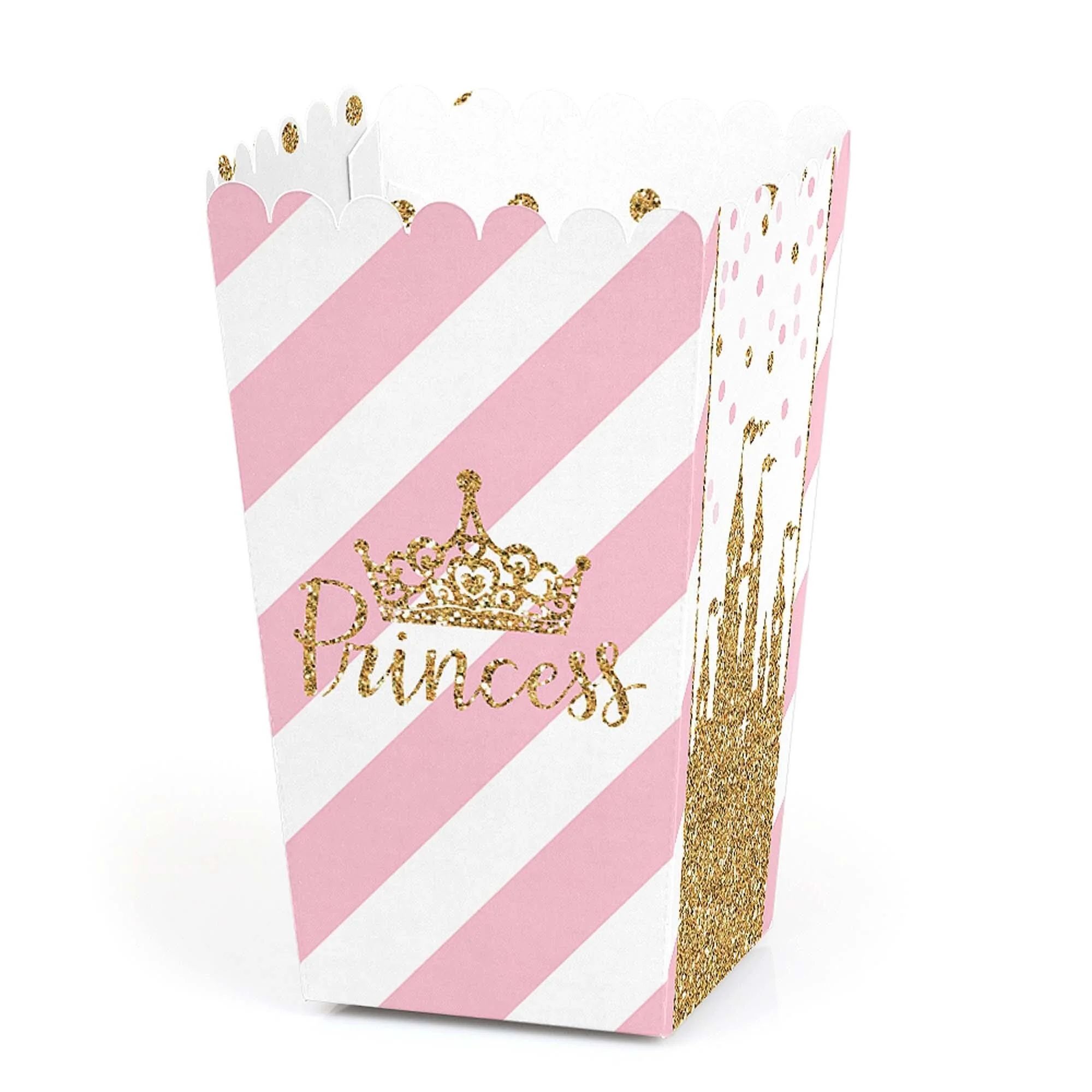 Little Princess Crown - Pink and Gold Princess Baby Shower or Birthday Party Favor Popcorn Treat ... | Big Dot of Happiness