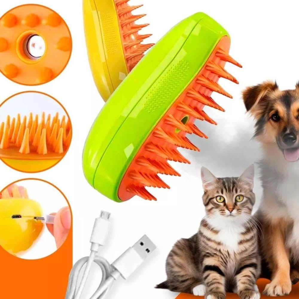 Escova de Remoção de Pelos para Animais de Estimação A Vapor 3 Em 1 Pente Autolimpante Escova... | Amazon (BR)