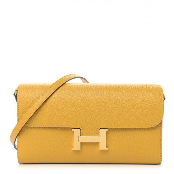 HERMES Epsom Constance Long Wallet To Go Jaune Ambre | Fashionphile