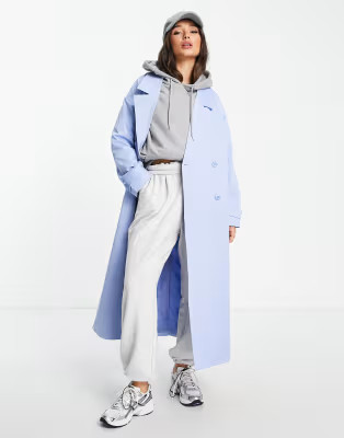 NA-KD oversized trench coat in blue | ASOS (Global)