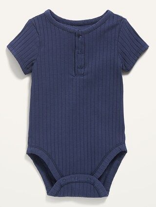 Unisex Solid Rib-Knit Henley Bodysuit for Baby | Old Navy (US)