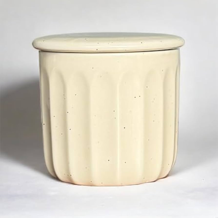 Cream Fluted French Butter Keeper with Water Line, French Butter Crock, French Butter Dish with l... | Amazon (US)