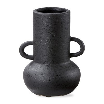 TAG Kuro Black Stoneware Indoor Decorative Vase Small, 5.91L x 5.12W x 7.09H inches | Target