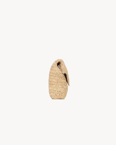 large envelope pouch with flap in natural woven raffia, decorated with the CASSANDRE. | Saint Laurent Inc. (Global)