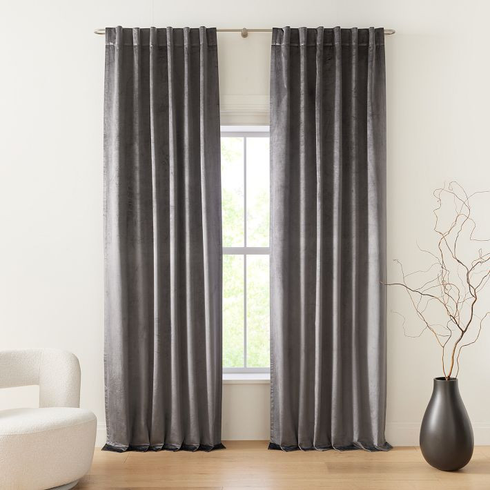 Luster Velvet Curtain - Slate | West Elm (US)