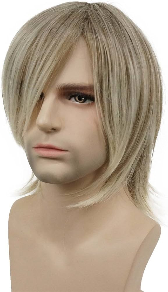 Aimole Blonde Straight Wig Synthetic Hair For Men Cosplay Halloween Medium Long Wigs | Amazon (US)