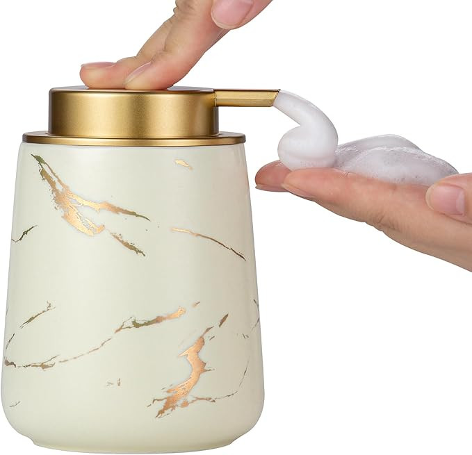 Enra Ceramic Foaming Soap Dispenser -12oz Modern Foam Gold Hand Soap Dispenser Bathroom, Refillab... | Amazon (US)