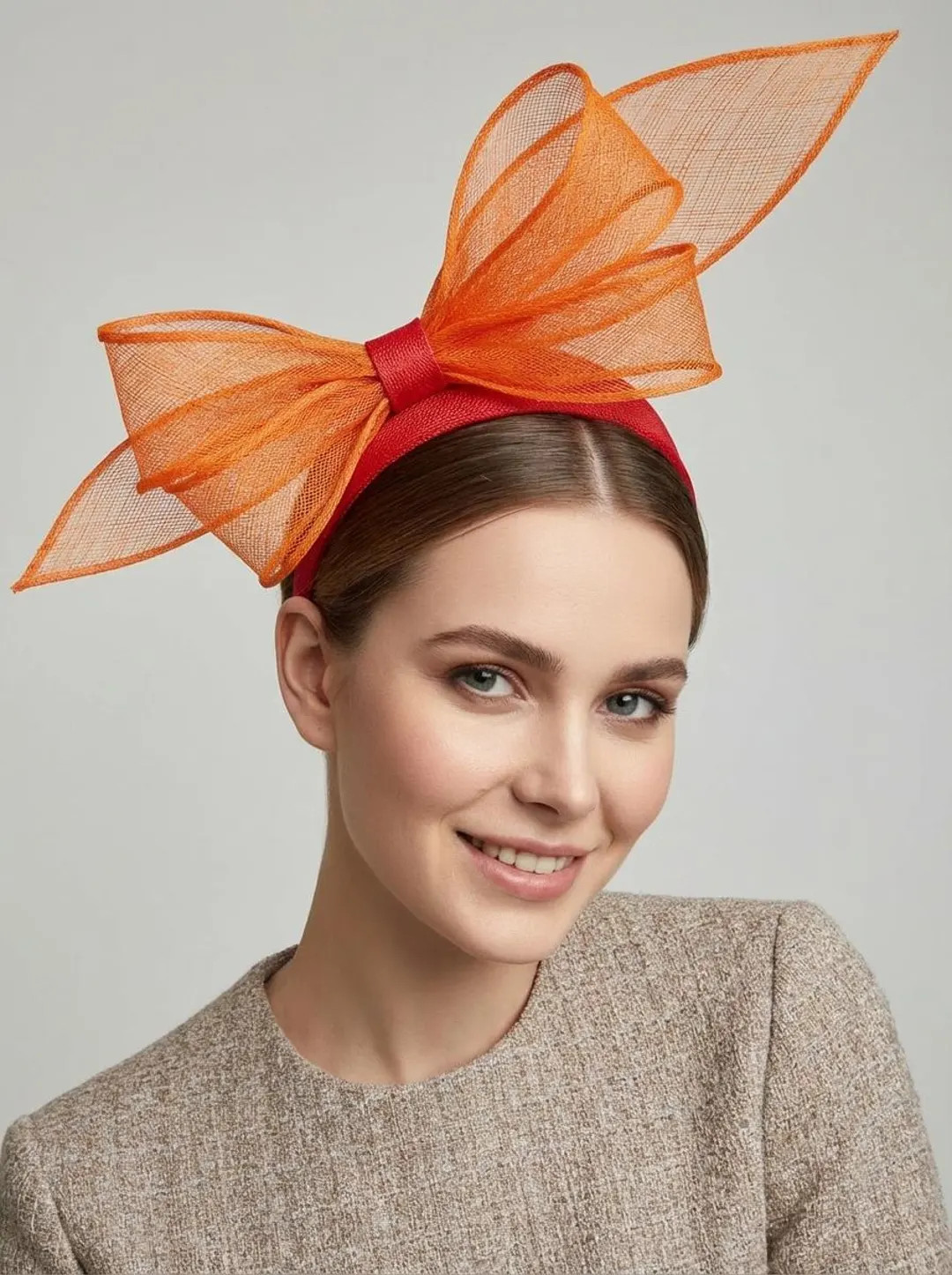 Red and Orange Statement Bow in Sinamay | Kentucky Derby | Royal Ascot | Wedding Guest | Etsy (US)
