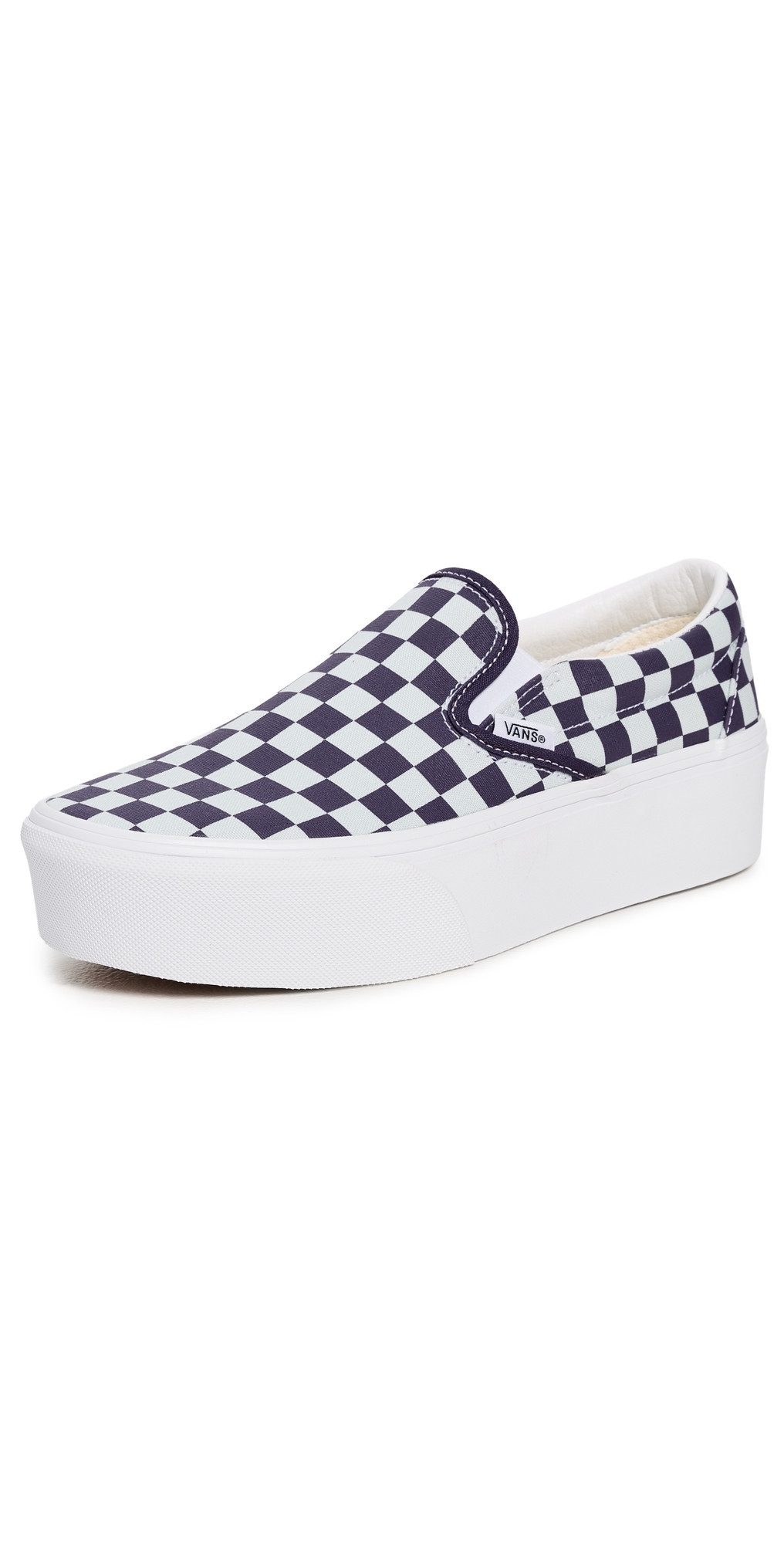 Vans Classic Slip-On Stackform Sneakers Checkerboard Mist/Grape M 4/ W 5.5 | Shopbop