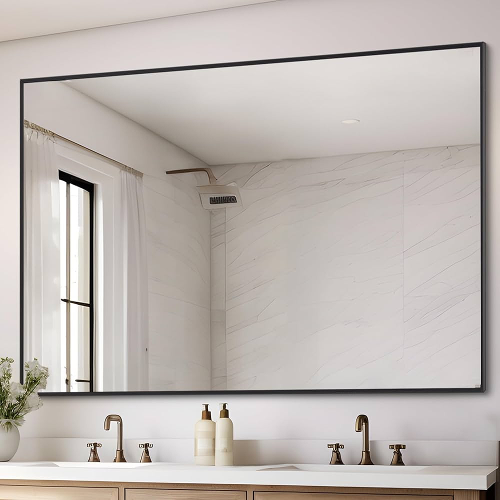 DESBING Black Bathroom Mirror for Wall, 36x48 Inch Rectangle Mirrors with Metal Frame, Modern Van... | Amazon (CA)