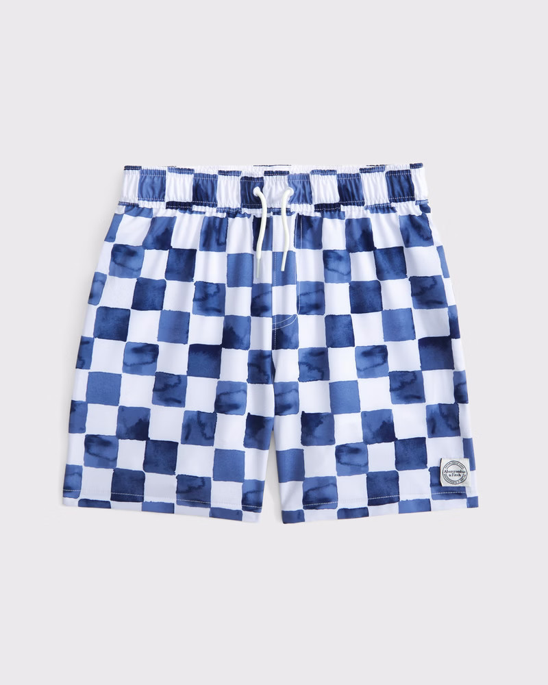 abercrombie kids boys swim trunks in navy checker - size 17/18 | Abercrombie & Fitch (US)