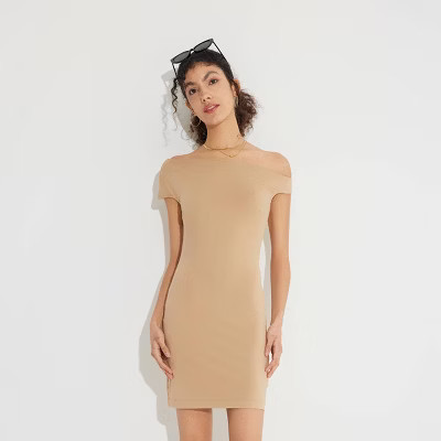 Women's Knit Mini Bodycon Dress - Wild Fable™ Beige S | Target