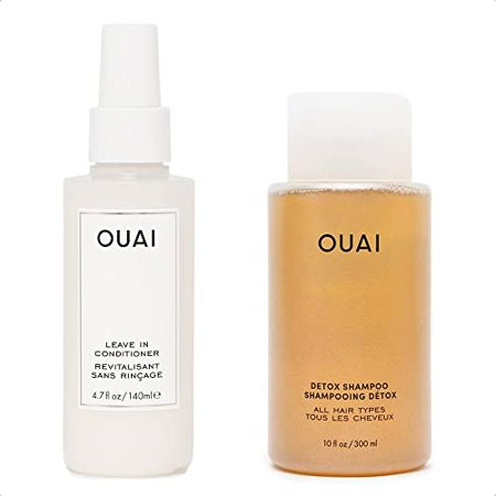 OUAI Hair Styling & Treatment Bundle - Includes Leave-In Conditioner & Detox Shampoo - Hair Care Products for Styling Smoothing Adding Hair Shine & Removing Product Build Up (2 Count 4.7 Oz/10 Oz) | Walmart (US)
