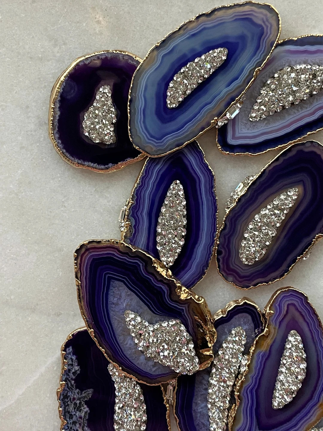 Topper-Crystal & Gold dipped Violet Quartz Stone- Choose your Style Universal Topper | Etsy (US)
