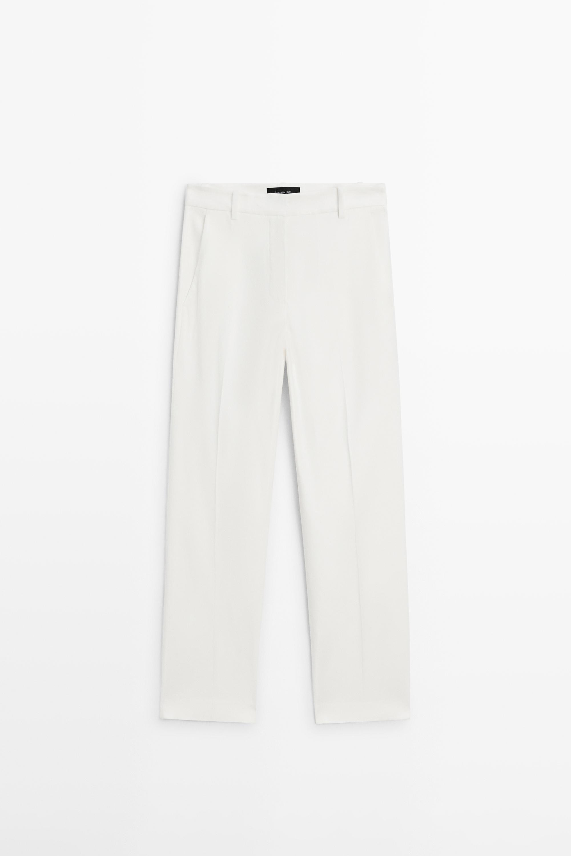 Straight-leg linen blend trousers | Massimo Dutti UK