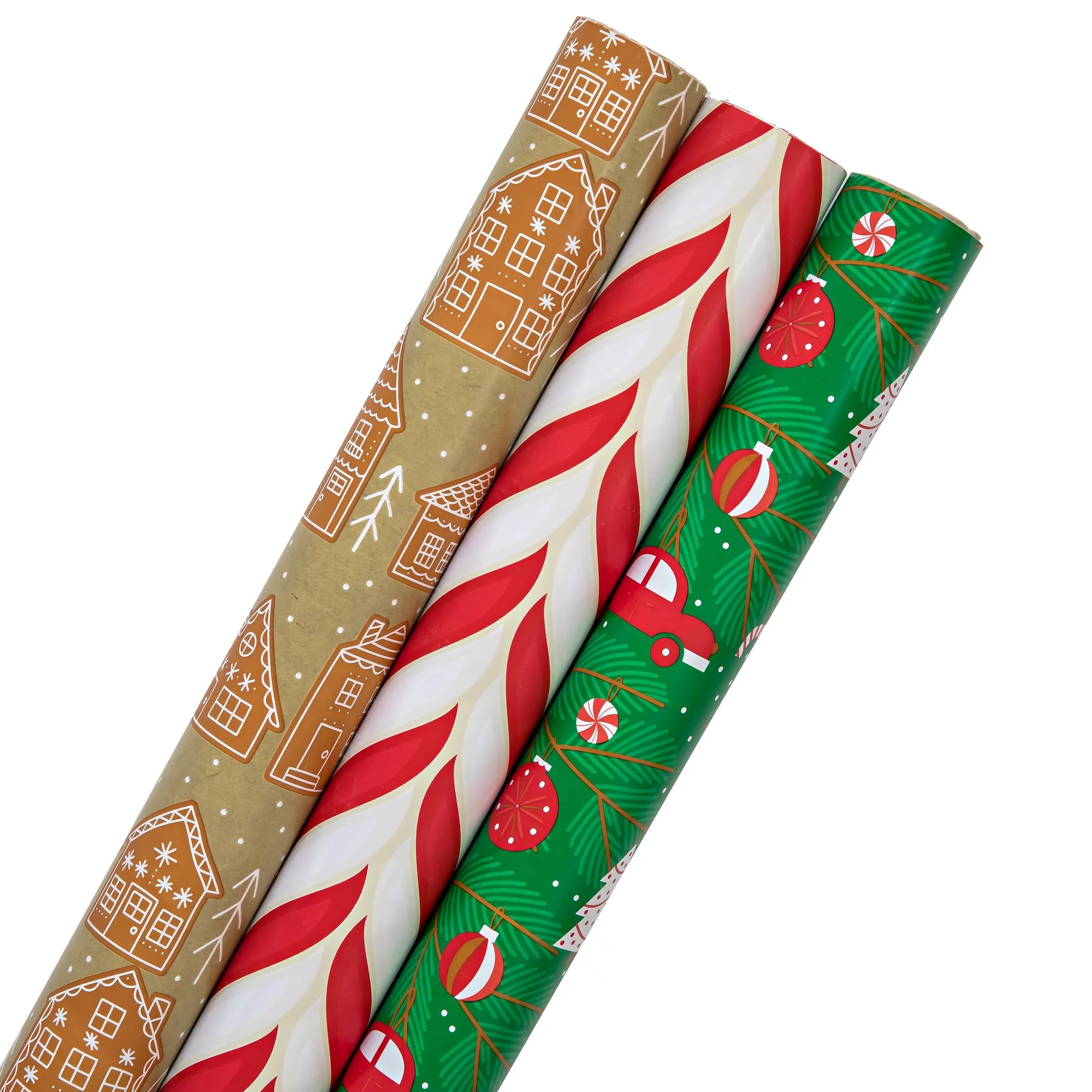 Holiday Time Premium Scented Gift Wrapping Paper, 3 Rolls, Peppermint, Gingerbread, and Christmas... | Walmart (US)