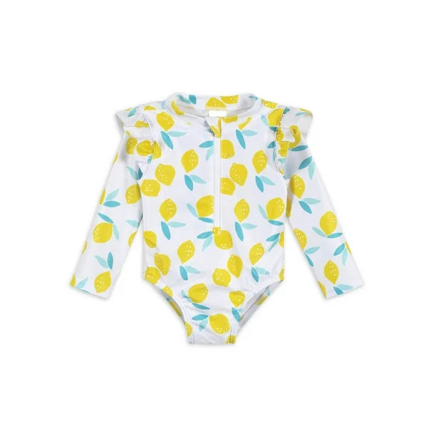Gerber Baby & Toddler Girl One Piece Long Sleeve Swimsuit Rash Guard with UPF 50+ (0/3M - 5T) | Walmart (US)