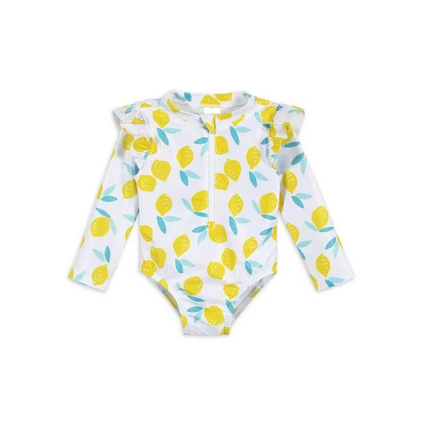 Gerber Baby & Toddler Girl One Piece Long Sleeve Swimsuit Rash Guard with UPF 50+ (0/3M - 5T) | Walmart (US)