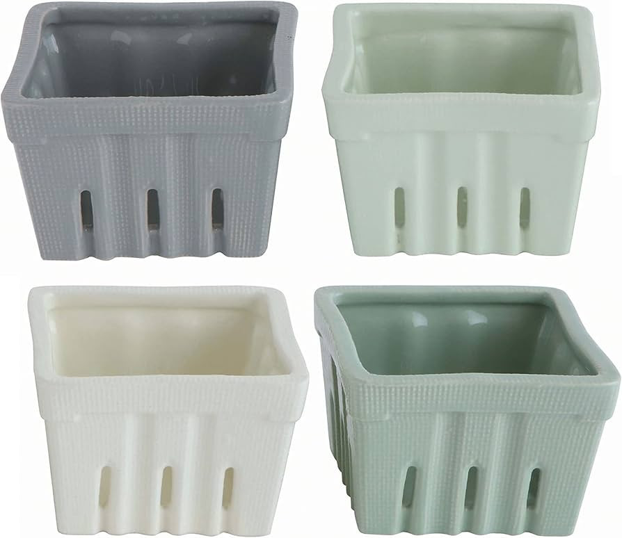 Creative Co-Op Square Stoneware (Set of 4 Colors) Berry Bowls, L x W x H, Multi | Amazon (US)