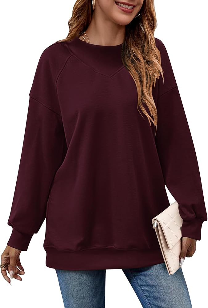 MOLERANI Sweatshirt for Women Oversized 2024 Fall Crewneck Long Sleeve Shirts Pullover Tunic Tops | Amazon (US)