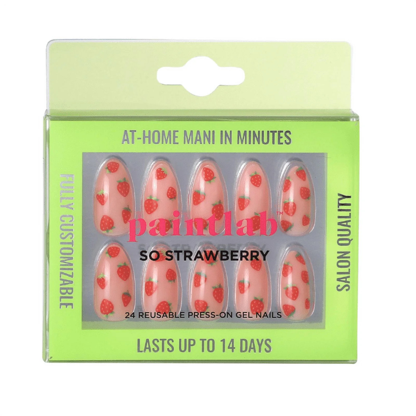 PaintLab Reusable Gel Press on Nails Kit, Almond Shape, So Strawberry Pink, 30 Count | Walmart (US)