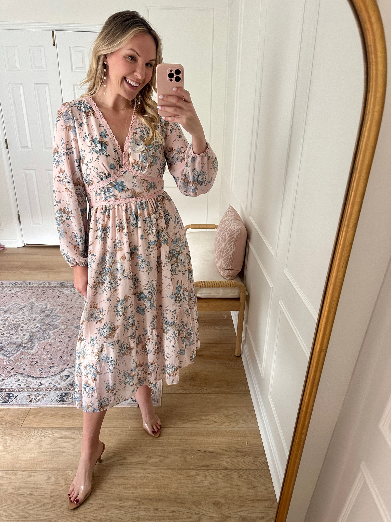 Love the floral print - perfect for a baby shower or spring occasion! Wearing a med 

#LTKFindsUnder50 #LTKMidsize #LTKStyleTip