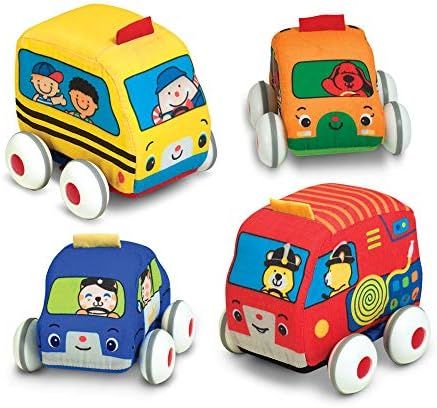 Melissa & Doug K's Kids Pull-Back Vehicle Set - Soft Baby Toy Set With 4 Cars and Trucks and Carr... | Amazon (US)