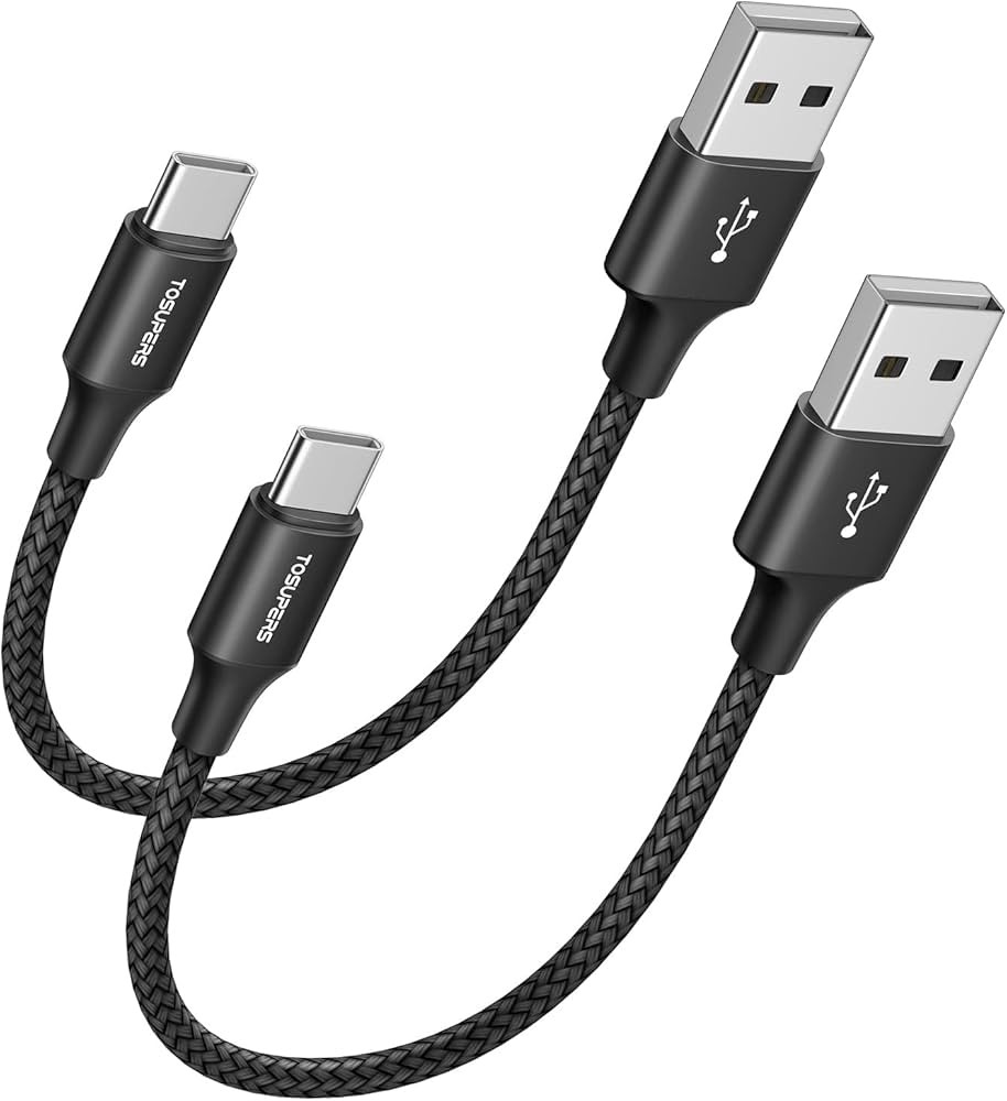 Short USB C Cable 1ft, 2 Pack, 3A Fast Charging, USB A to USB C Charger Cable Braided for Samsung... | Amazon (US)