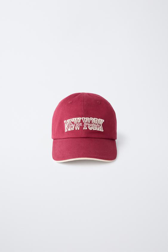 EMBROIDERED TEXT VARSITY CAP | Zara US