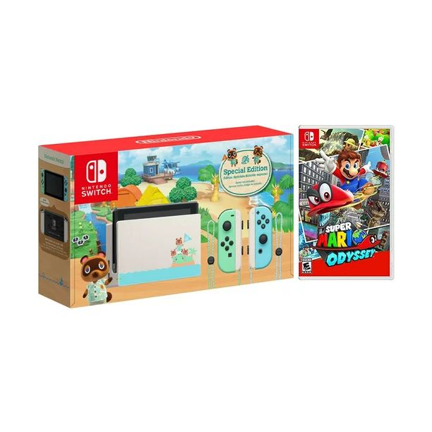 2020 New Nintendo Switch Animal Crossing: New Horizons Edition Bundle with Super Mario Odyssey NS... | Walmart (US)