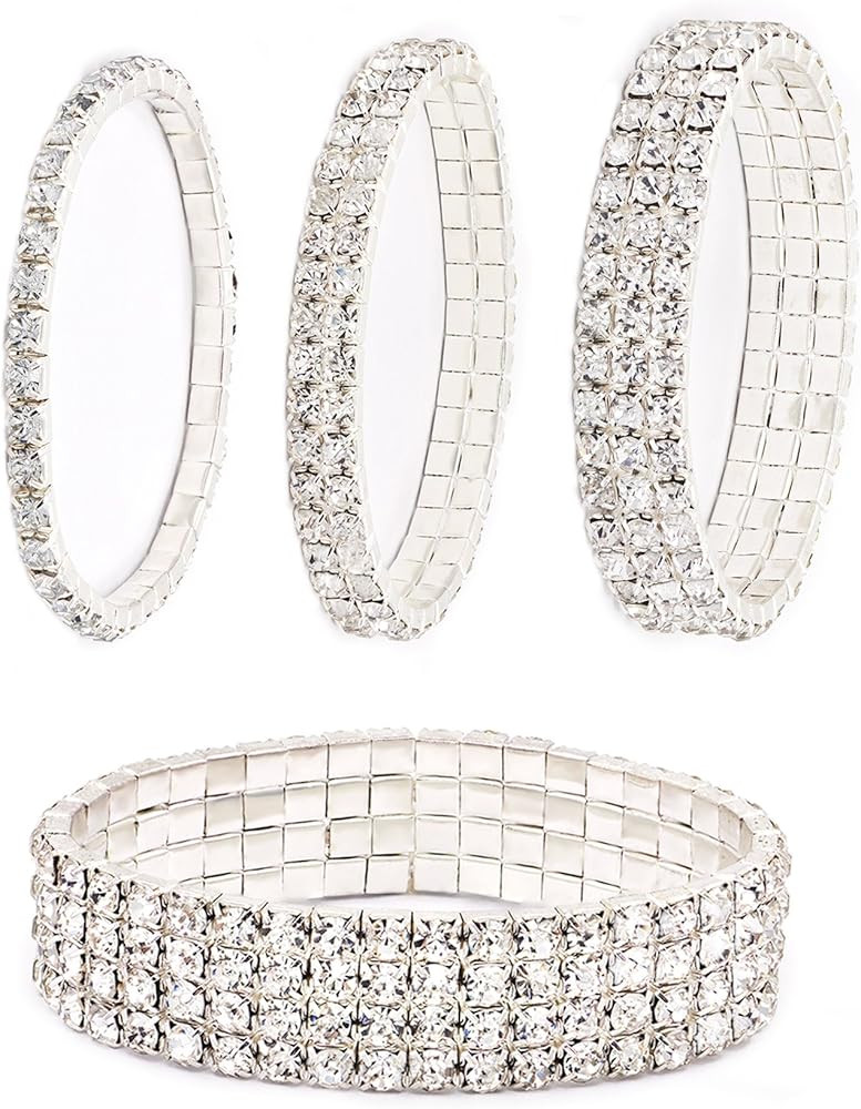 Zealmer Sparkle Multicolor Rhinestone Stackable Stretch Bracelets for Women | Amazon (US)