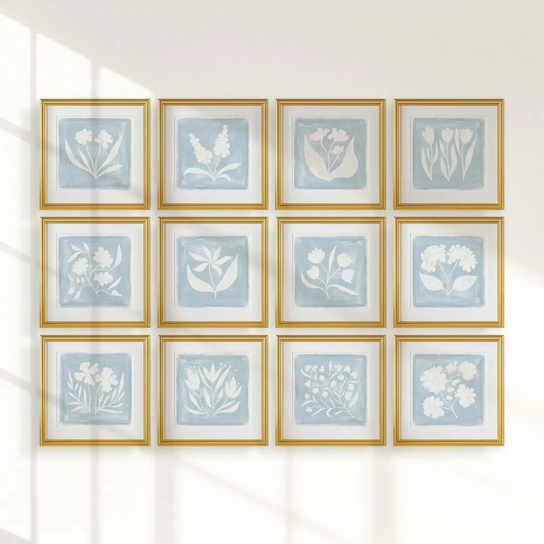 Rainey Studio | Follow the Find | Set of 12 Blue Wall Art | Modern Southern Botanical Art Grandmi... | Etsy (US)