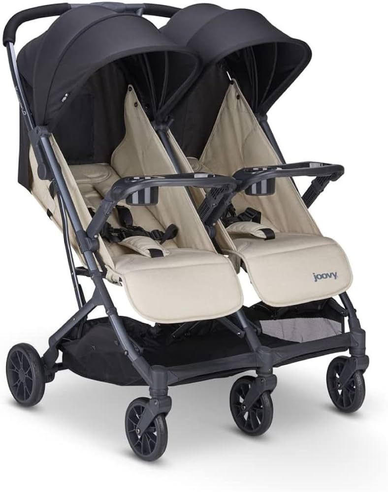 Joovy Kooper X2 Double Stroller, Lightweight Travel Stroller, Compact Fold with Tray, Sand | Amazon (US)