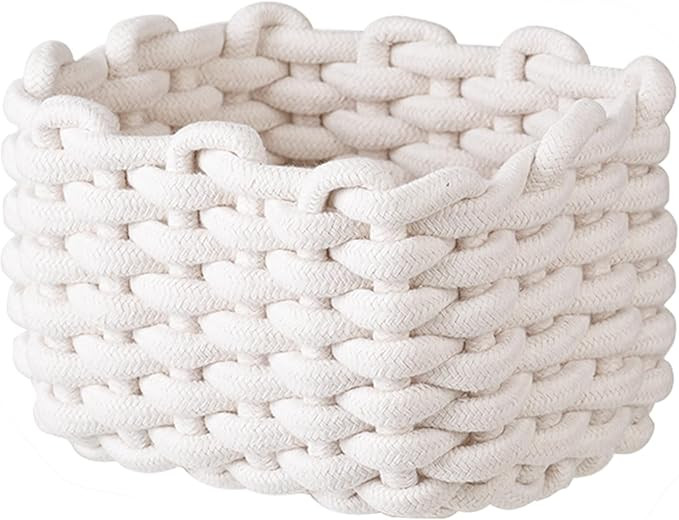 Small Woven Square Basket for Storage & Organizing, Cute Mini Cotton Rope Empty Gift Basket for M... | Amazon (US)