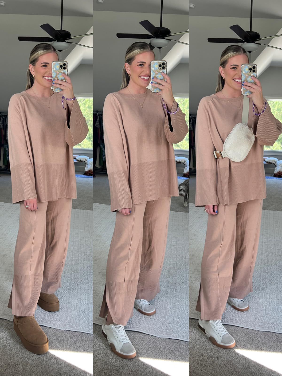 ANRABESS Women 2 Piece Outfits Sweatsuit Oversized Knit Pullover and Drawstring Wide Leg Pants Sweat | Amazon (US)
