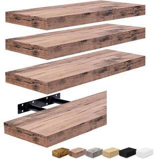 Floating Shelves, Wall Mounted for Home Decor, 16.25 in. W x 5.5 in. D Mahogany Wood Decorative W... | The Home Depot