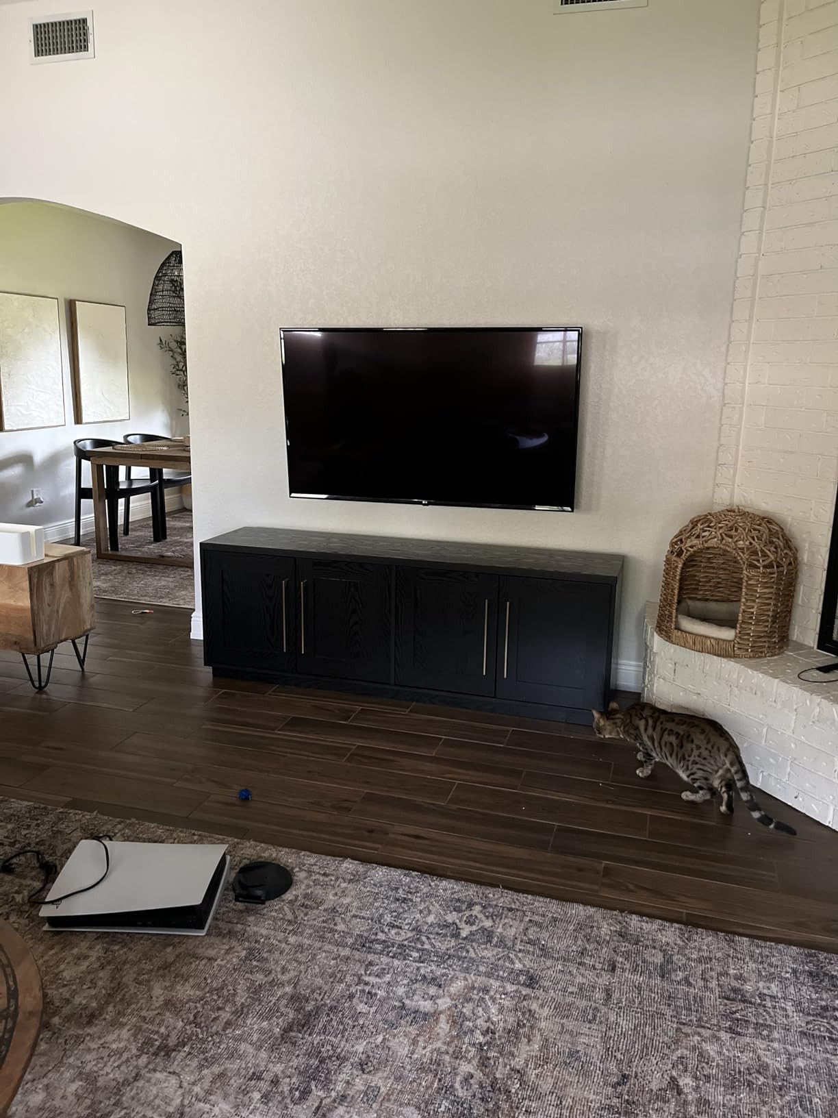 Henn&Hart Tillman Rectangular TV Stand for TV's up to 80" in Black Grain | Amazon (US)