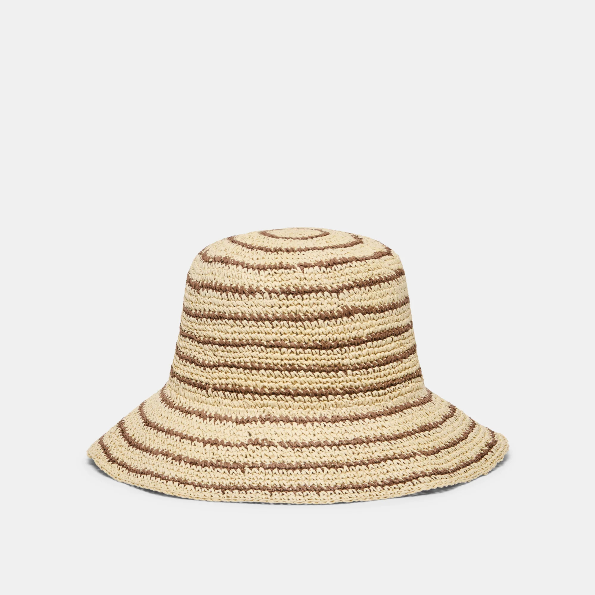 Striped Straw Cloche Brown Natural | DolceVita.com