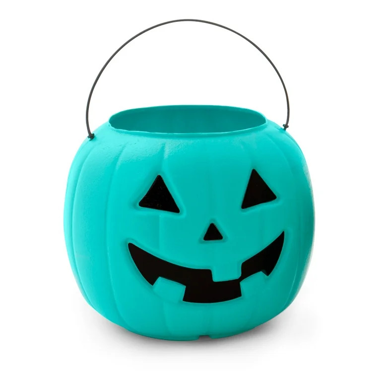 Way To Celebrate Teal Halloween Pumpkin Treat Pail with Carry Handle | Walmart (US)
