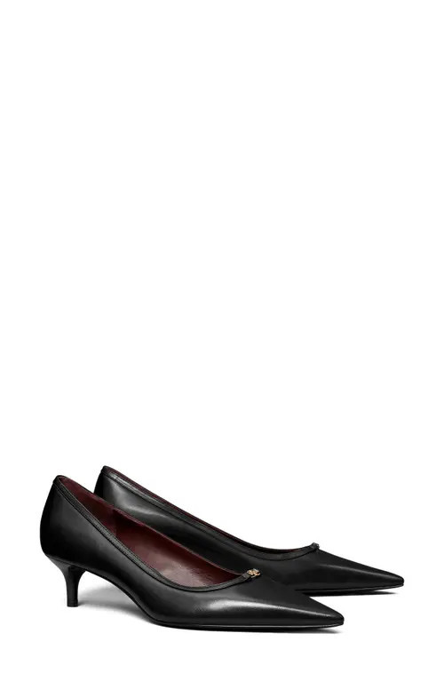 Tory Burch Double T Buckle Kitten Heel Pump in Perfect Black /Perfect Black at Nordstrom, Size 7.5 | Nordstrom