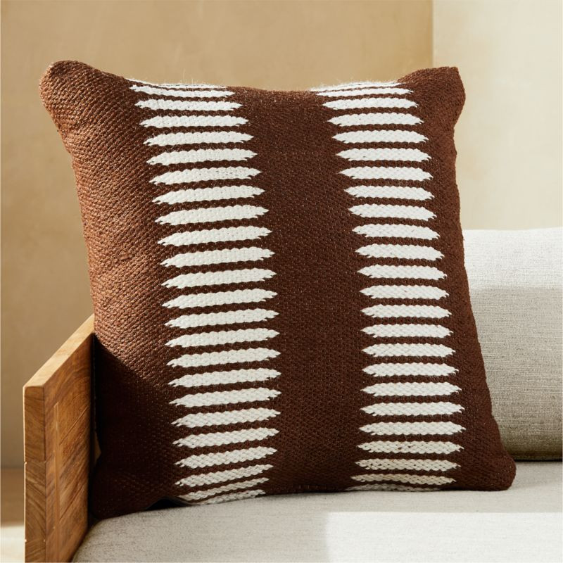 20" Trait Brown and White Outdoor Pillow | CB2 | CB2